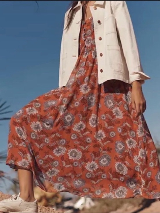 Madewell Dresses & Skirts - NWT Madewell Floral Chiffon Midi Dress Scoop Neck Short Sleeve Buttons Zip Sz 14